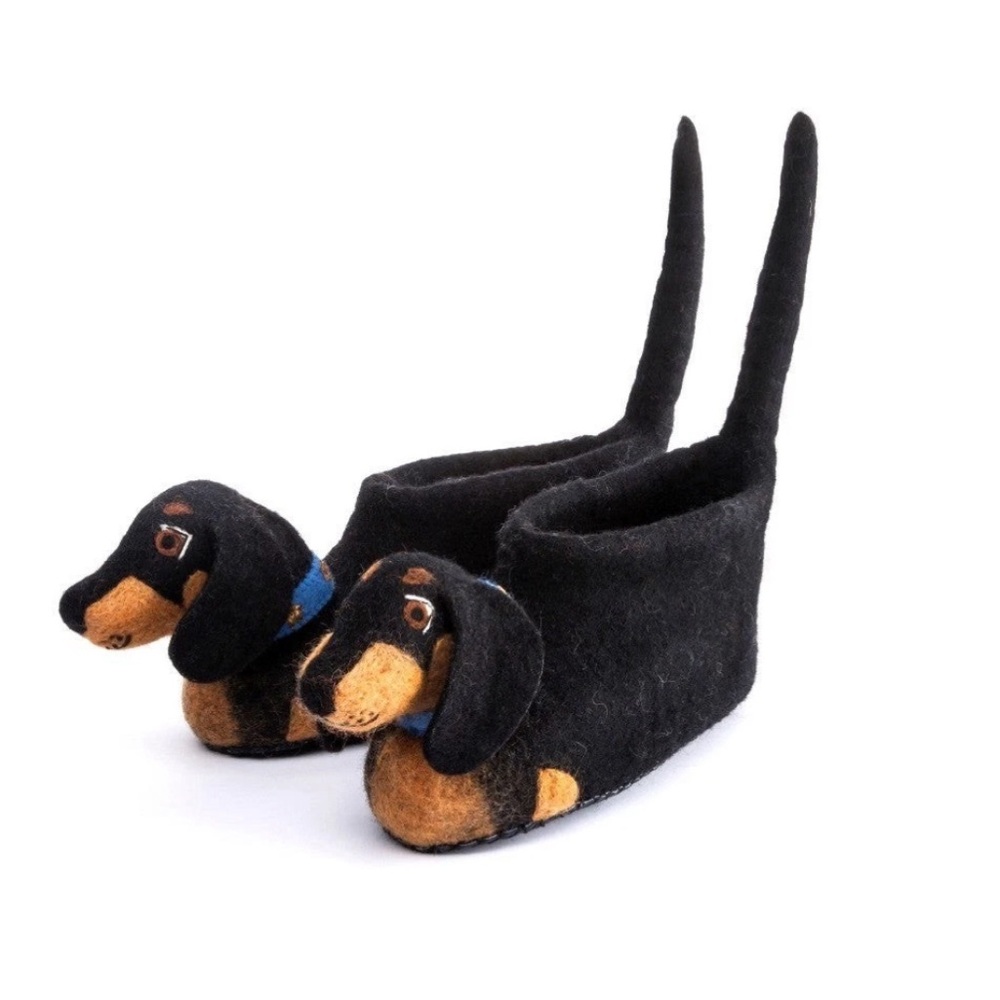 Sew Heart Felt Kids' Dotty Dachshund Slippers England  100% Wool  Age 2-3 years